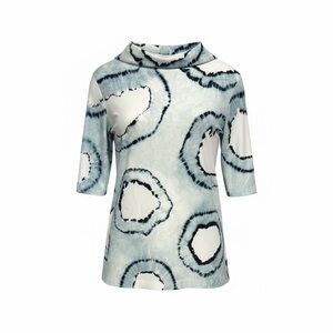 Norma Kamali Tie Dye blue white top runway 2021 size XL EU‎ 42